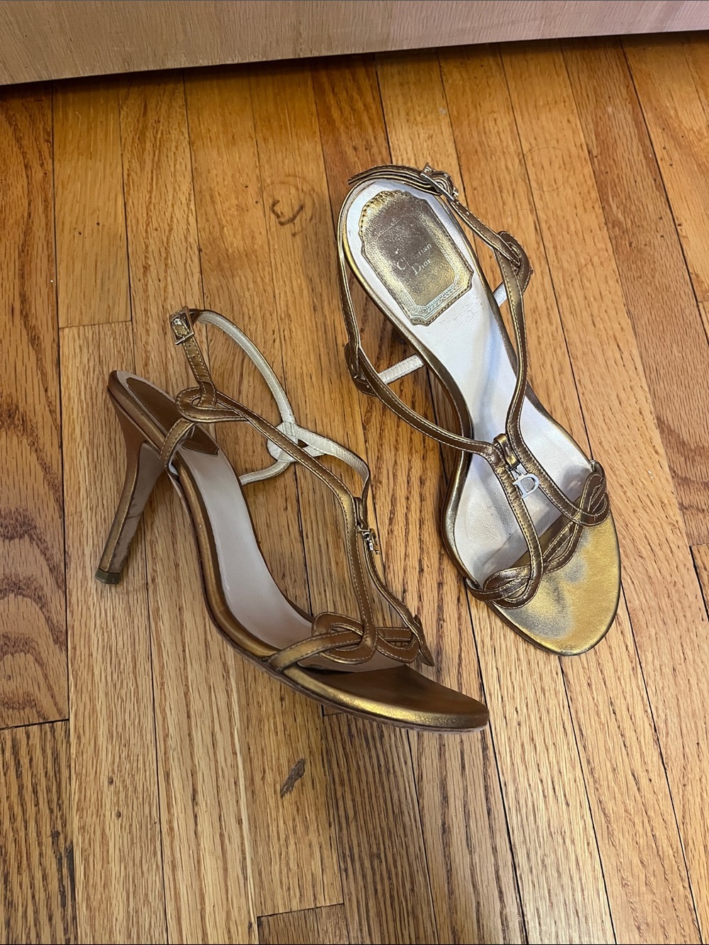 Dior Metallic copper/gold Strappy High Heel Sandals